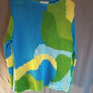 Trinity Blue and Green Knit Y2k Sweater